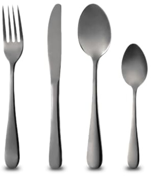 BERGNER MUNICH - Juego de Cubiertos de Acero Inoxidable - Cubertería Color elegante Negro - Acabado Brillante - Para Uso Diario
