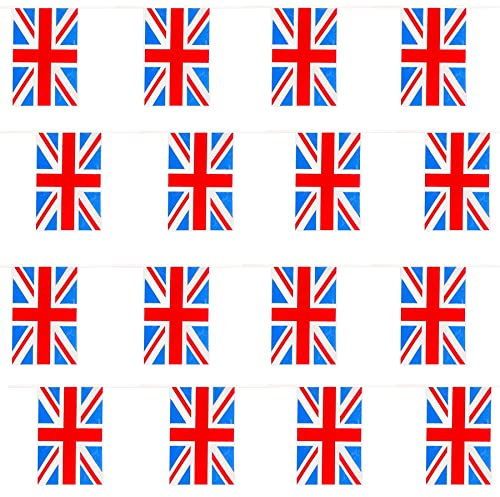 Fanions de drapeaux Union Jack 10 mètres Drapeau du monde 20 x 30 cm Décoration intérieure et extérieure ING FLAGS