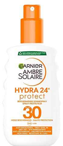 GARNIER Ambre Solaire Hydra 24H - Spray Solaire FPS 30 - Protège des UVA & UVB - Hydratation 24h - Absorption Rapide - Résiste À L'eau - Vegan & Cruelty Free - Tous Types de Peaux - 200 ml