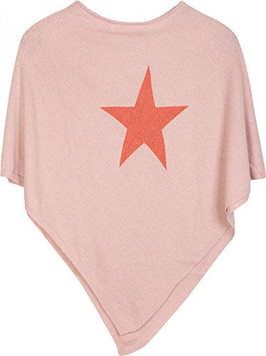 styleBREAKER morbido poncho in maglia con stampa di stelle e glitter, girocollo, donna 08010028, colore:Rosa-Arancione