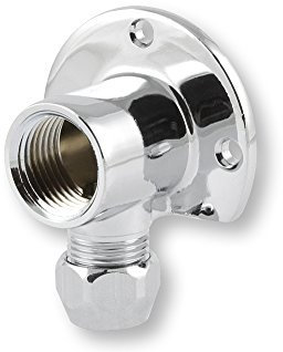 derClou24 5008013010 Messing Wandscheibe verchromt (Deckenwinkel) für 1/2 Zoll Ventile, Quetschanschluss 10mm f.Kupferrohr