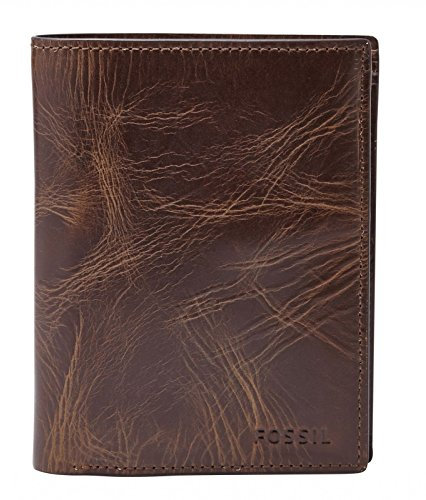 Fossil Geldbörse für Herren Derrick, 100% Leder Bifold Dunkelbraun 10 cm L x 2.5 cm B x 13 cm H ML3686201