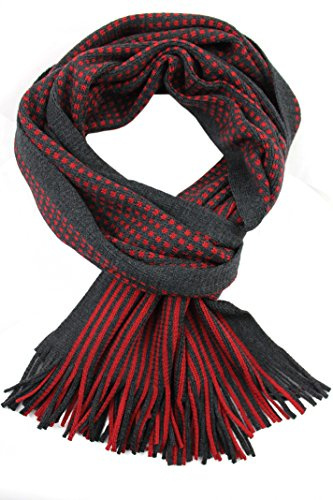Rotfuchs Herrenschal Kuschelschal Strickschal Raschelschal Streifen mit Karo 100% Wolle Made in Germany