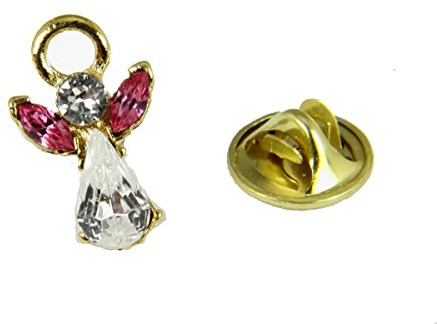 6030606 October Crystal Birth Month Angel Pin Guardian Lapel Brooch Tie Tack