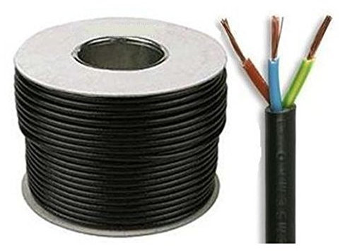 Black 3183Y 3 Core 0.75mm 6 Amp PVC Flexible Cable Cut To Length Flex (50 Meters)