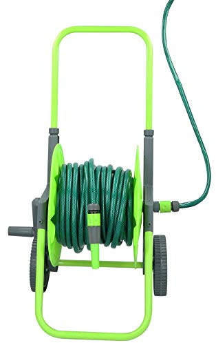 Kinzo - Carro Portamangueras, Soporte Manguera - Verde, 45x43x95 cm