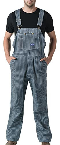 Walls, Herren Latzhose aus Stonewashed Denim, Hickory-Streifen, 38W / 34L