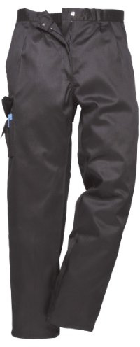 Portwest C099 Pantalon Combat Femme Ceinture Semi Élastiquée 1 Poche Cargo | Noir, 2XL, UPF 40+, Fermeture Crochet, Tissu Pré Rétréci, Tenue de Travail, Polycoton, Léger, Durable
