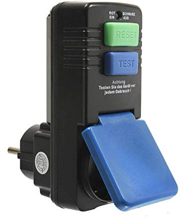 as - Schwabe Connettore adattatore di protezione personale 30 mA — contatto di sicurezza 230 V, 16 A max. 3500 W — spina di protezione individuale per la protezione da scosse elettriche