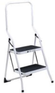 VFM 321676 2 Tread High Back Aluminium Folding Step Stool - White