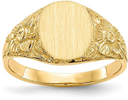 JewelryWeb Siegelring aus 14 Karat Gelbgold, Größe 6, Band-Stil für Damen, Einheitsgröße, Gold Metall Gelbgold, Kein Edelstein