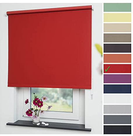 Liedeco® Rollo, Fenster Rollo, Kettenzug-Rollo / 82 x 180 cm (Breite x Höhe), rot/Verdunkelnd, Abdunkelnd, Blickdicht/viele Farben, Größen und Typen/Breiten 60-200 cm/Variable Montage möglich