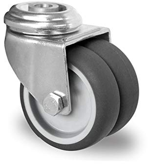 Apparate-Doppelrolle 75mm Rückenloch Gummi 100kg Rolle