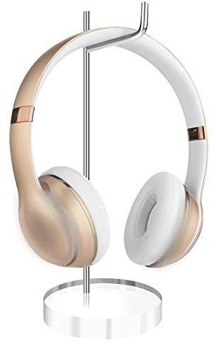 GEEKRIA Acrylic Aluminum Headphones Stand for On-Ear Headphones, Gaming Headset Holder, Desk Display Hanger Compatible with Bose QC35, Sony WH-1000XM6, WH-1000XM5, WH-1000XM4 (Clear)