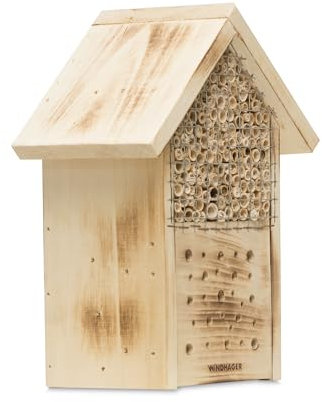 Windhager Casetta per Insetti per Post, Luogo di nidificazione, Protezione per Molti Insetti utili, in Legno Massiccio, 12 x 20 x 27 cm, 06971