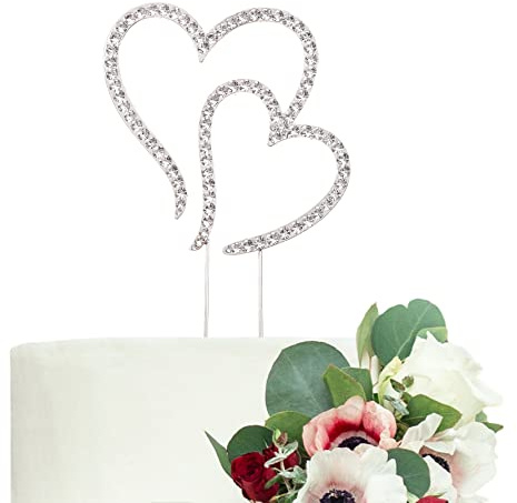 LOVENJOY Geschenkbox Zwei Herzen Eine Liebe Strass Cake Topper Hochzeit Silber