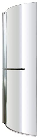 VeeBath Brill 6 mm böjd härdat säkerhetsglas badskärmspanel för P-formade bad med handduksstång – 1 400 x 730 mm krom