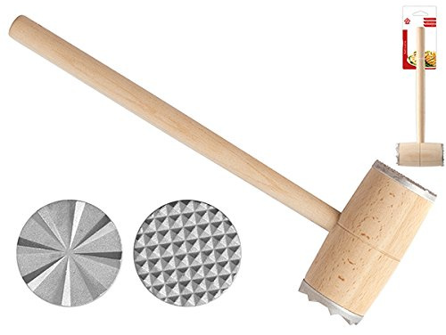 HOME 8394200 Fleischklopfer 3er Set aus Holz Kopf aus Aluminium Cm32 Küchenutensilien