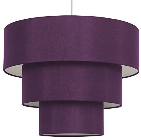 MiniSun | 3 Tier Purple Faux Silk Ceiling Light Shade | Lamp Shades, Home Décor & Improvement Essential | 38cm Shade Width