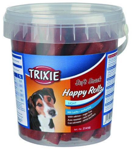 Trixie Soft Snack Happy Rolls | 500 g | Friandise douce pour chiens | Petites friandises tendres au saumon | Peut soutenir la digestion | Idéal pour les récompenses et l'entraînement