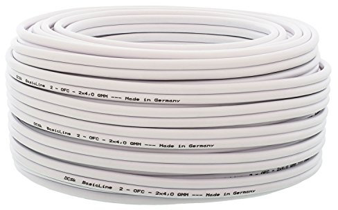 Cavo per altoparlante 10m (Bianco) DCSk - 2x4mm² - Cavo in rame OFC per HiFi/Audio - 99,99% cavo in rame con isolamento