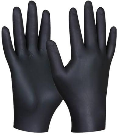 Gebol Black Nitril Ultra Strong Puderfri | 80 stycken | Storlek L (Gr 9) | Premium engångshandskar med perfekt passform | vattentäta, praktiska nitrilhandskar | för kvinnor och män | svart