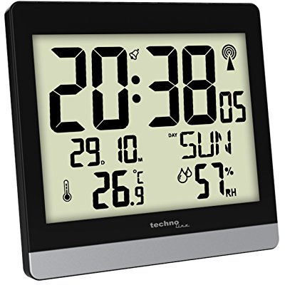 Technoline Funkwanduhr WS 8014 schwarz 20 x 18,9 x 2,9 cm