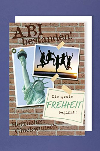 AvanCarte Abitur Grußkarte Abi bestanden! Mauer Pinnwand 16x11cm