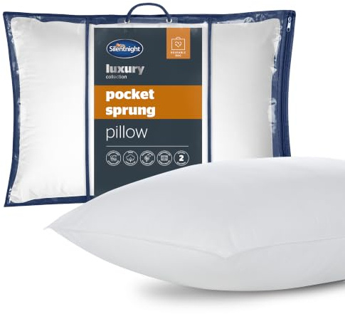 Silentnight Pocket Sprung Pillow | Pressure Relief, Cotton Cover, Support Head and Neck, Medium Suppport, Breathable, Hypoallergenic