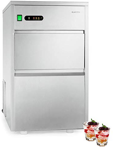 Klarstein Powericer XXL - Profi Eiswürfelmaschine, Eiswürfelbereiter, Ice Maker, 25 kg / 24 h,160 W, 6 kg Lagerfach, LED, geschmacksneutrale Auskleidung, sehr leise, Edelstahl, silber