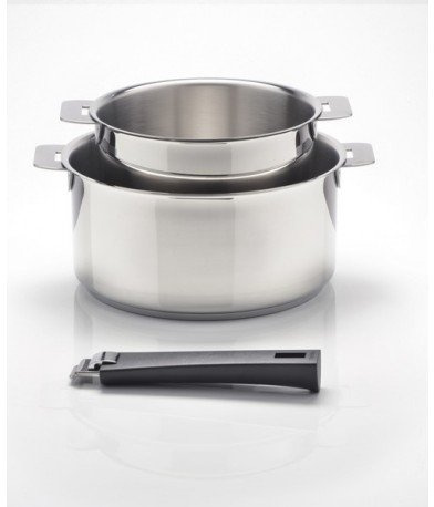 Cristel S2cman Serie 2 Casseroles Mutine Amovibles Avec Poignee Noire . C16Q + C20Q + Pman