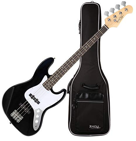 Rocktile Fatboy II BK E-Bass Black - Jazz-Style E-Bass - 2 Single Coil Tonabnehmer - Korpus: Linde - Griffbrett: Palisander - Mensur: 34 Longscale - Set inkl. Gigbag - Schwarz