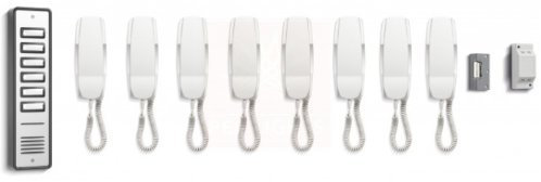 Digiteck BS07- BELL 908 8 WAY AUDIO DOOR ENTRY INTERCOM SYSTEM WITH LOCK/DOOR RELEASE - SURFACE