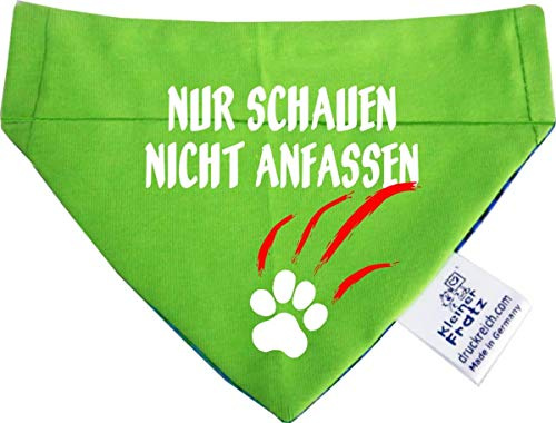 Hunde Durchzugstuch (Fb: Lime-royal) (Gr.L - 28 x 20 cm) Nur schauen Nicht anfassen