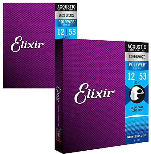 Elixir – Polyweb-Bronzesaiten für Akustikgitarren 11050 Light (12-53) 2er-Set