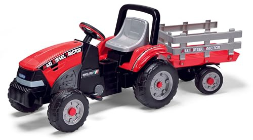 PEG Maxi Diesel Tractor - Trattore a Pedali per Bambini dai 2 Anni con Rimorchio Rimovibile, Sedile Regolabile e Clacson