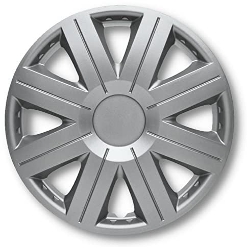 Albrecht Copricerchi 16 Pollici Argento Neri per Cerchioni in Acciaio - Borchie Pollici Cosmos in plastica di Alta qualità con Rivestimento a Strati - Made in EU