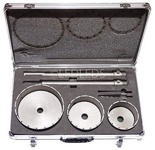 Kit frese carotatrice 100 120 160 x trapano 5 pezzi 2 barre SDS Plus SDS Max 350