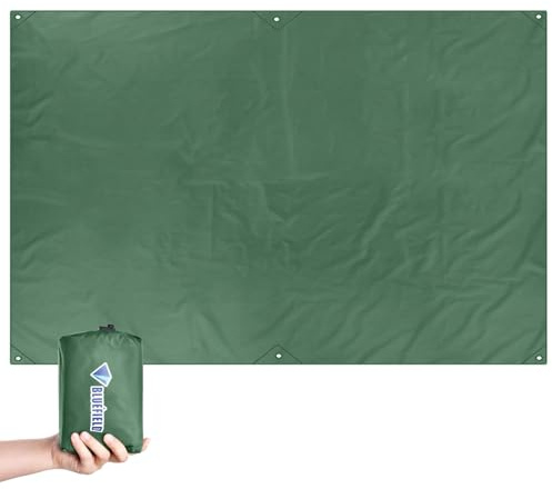 TRIWONDER Tarp Ultra Léger Tapis de Sol Camping Bâche de Tente Anti-Pluie Auvent Imperméable pour Randonnée Pique-Nique Plage (A - Vert, S - 150 x 220 cm)