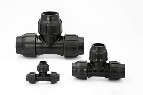 Stabilo-Sanitaer PE Rohr Verschraubung T-Stück 50 x 50 x 50mm Abzweig Klemmverbinder Klemmverschraubung