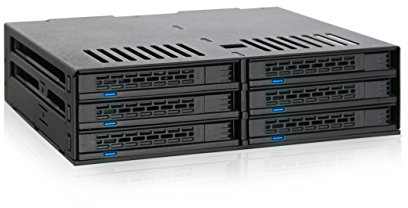 ICY DOCK 6X 2,5 SATA/SAS HDD/SSD Wechselrahmen mit schraubenlosen Trays in 5,25 Schacht - ExpressCage MB326SP-B