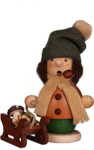 Räuchermännchen Bub mit Schlitten - 14cm
