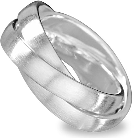 Vinani Ring aus 925 Sterling Silber - Mattierter 3er Wickelring mit beweglichen Elementen für Frauen, nickelfrei & antiallergisch, Designed in Deutschland, RSM