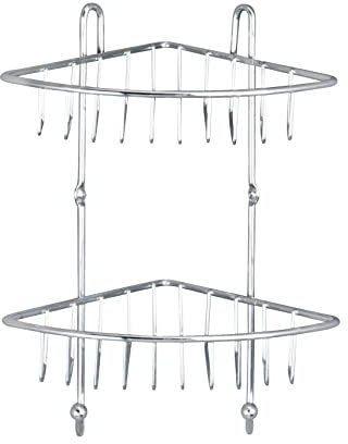 WENKO Eckregal Milano mit 2 Etagen 2 Haken, 2 Etagen Chrom