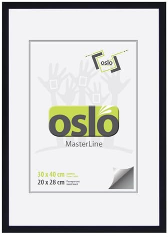 OSLO MasterLine Bilderrahmen 30 x 40 schwarz matt Aluminium Echt-Glas schmal Portraitrahmen Fotorahmen Alu-Rahmen