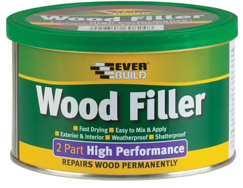 Everbuild 2-Part High Performance Wood Filler – Fast Drying – Weatherproof – Easy to Mix and Apply – Light Stainable – 500g