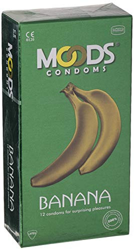 MOODS Banana Condoms - 12 Kondome mit Bananen-Geschmack für überraschend sinnliches Vergnügen