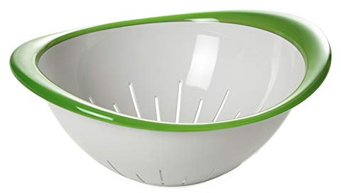 Omada Design Zweifarbiges Sieb für Pasta und Gemüse aus Kunststoff, Made in Italy, Durchmesser von 20 cm. Das ist auch Ergonomisch und Bahnbrechend und Spülmaschinenfest. Linea Trendy, Grüne Farbe