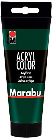 Marabu 12010050075 - Acryl Color tannengrün 100 ml, cremige Acrylfarbe auf Wasserbasis, schnell trocknend, lichtecht, wasserfest, zum Auftragen mit Pinsel und Schwamm auf Leinwand, Papier und Holz