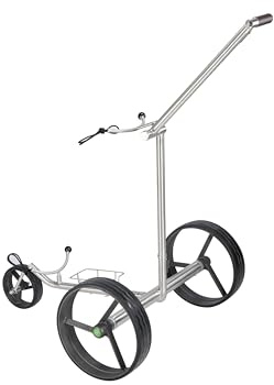 Parccurate K3 Kolibri lago Edelstahl Lithium Elektrotrolley Golftrolley Golfcart in Titanoptik mit Drehrad-Steuerung und Fernsteuerung
